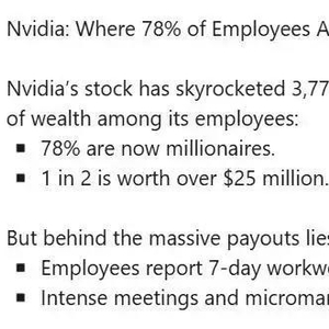 英偉達(dá)78%員工成百萬(wàn)美元富翁